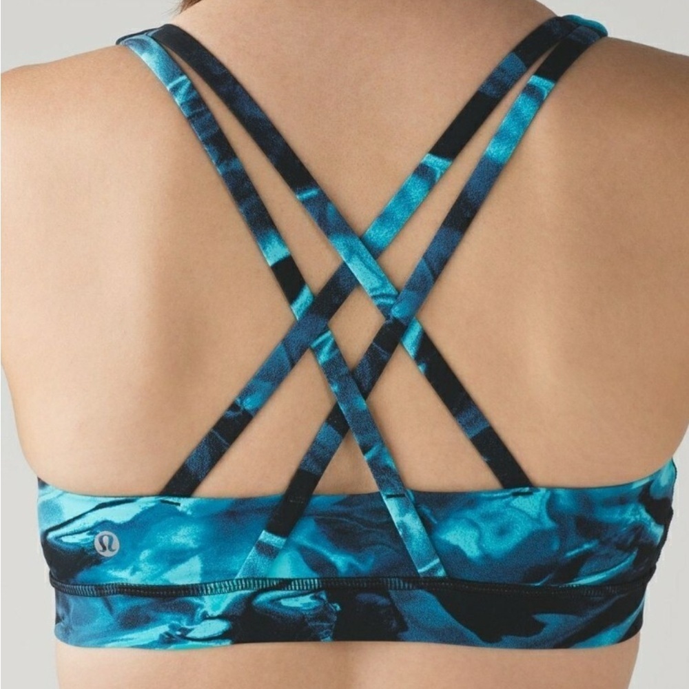 lululemon athletica Teal Marble Crisscross Sports Bra